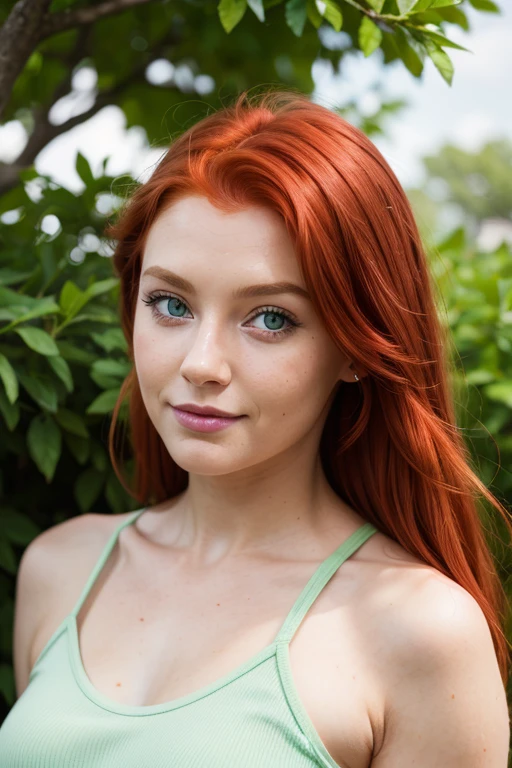 Red-haired woman with green eyes