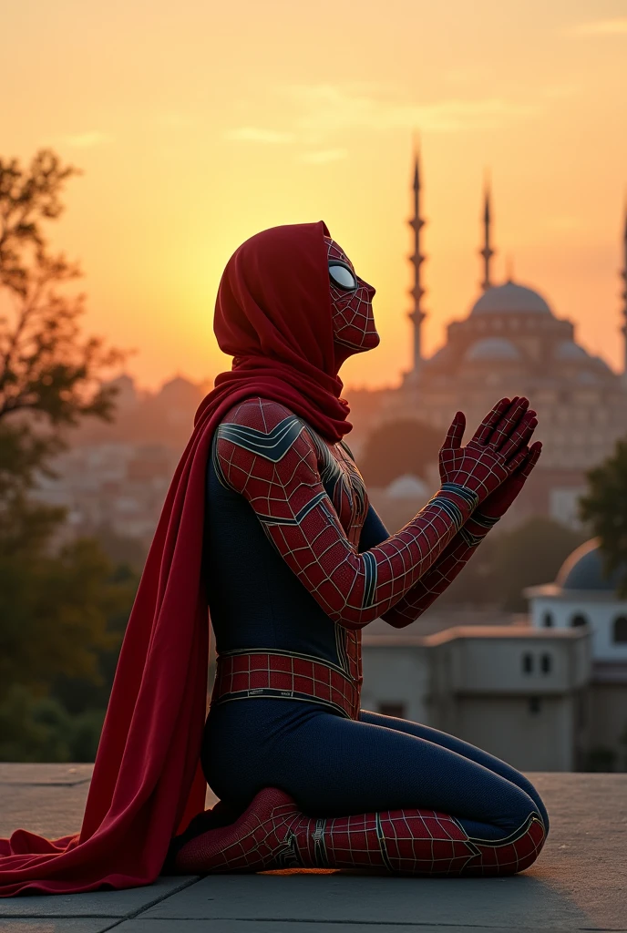 Muslim Spider-Man praying