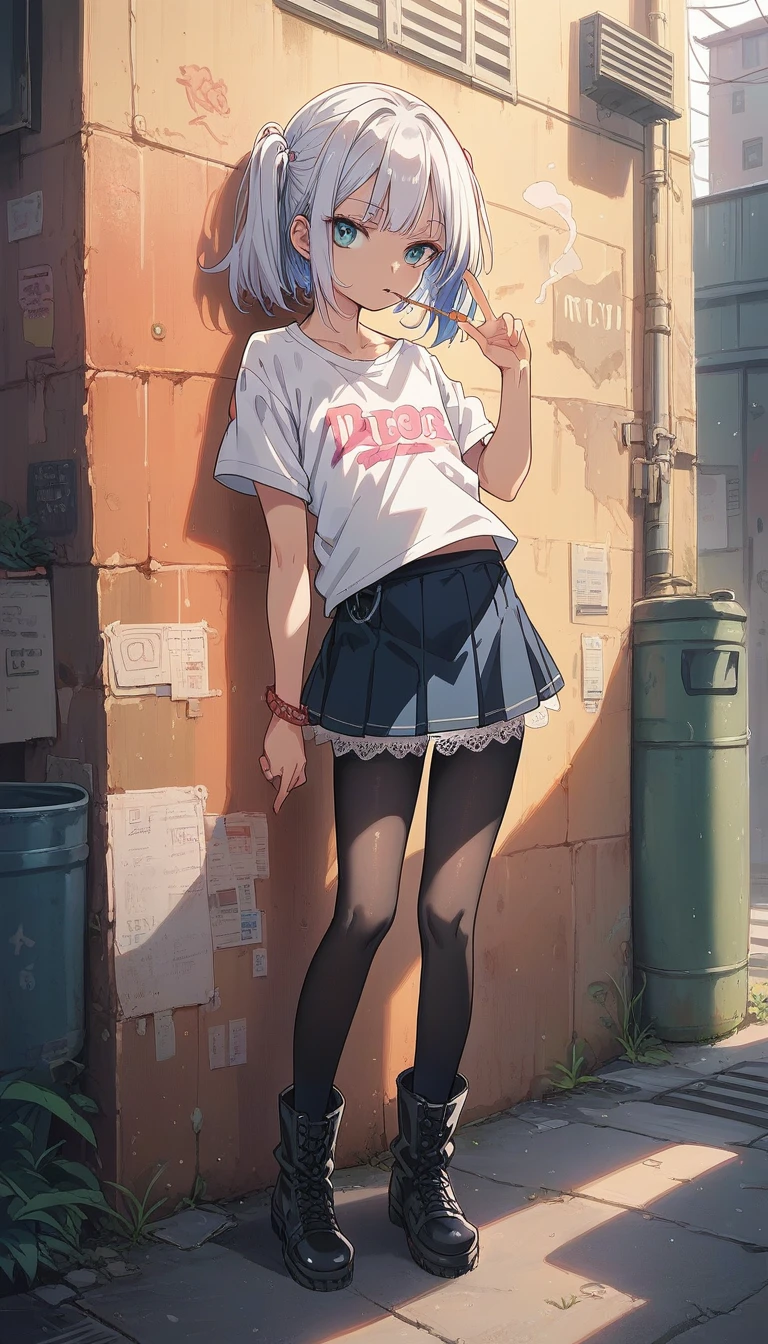 Tomboy, Random Fashion, Random Location, Random Event, Wet Panties, Random Cute or Sexy Poses, Appearing Cute, Random Horny Mood, Cracked Inside, Windy Atmosphere and Actions in the Picture, Hair and Clothes, Full Body, Centered, Very Short Skirt,