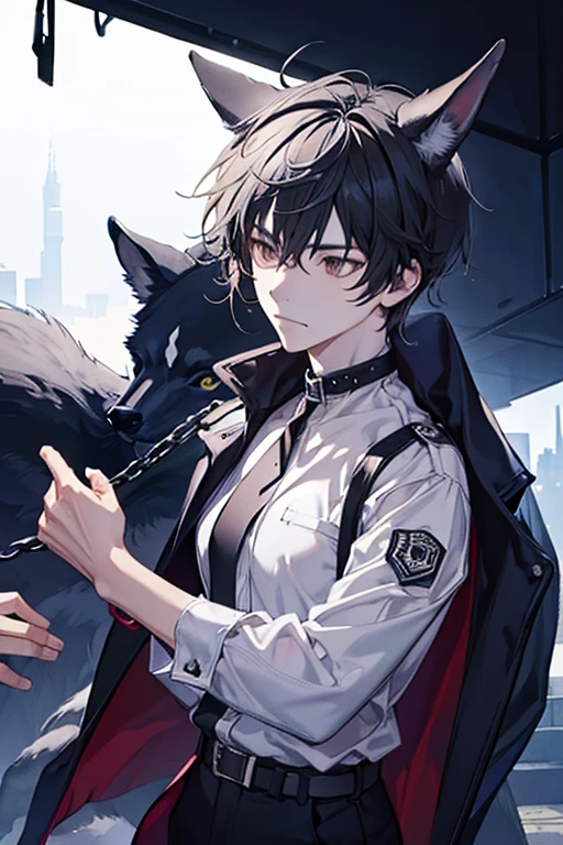 Handsome,Wolf Ears,Constraints,belt,Her hair is short,Jail,handcuffs,male