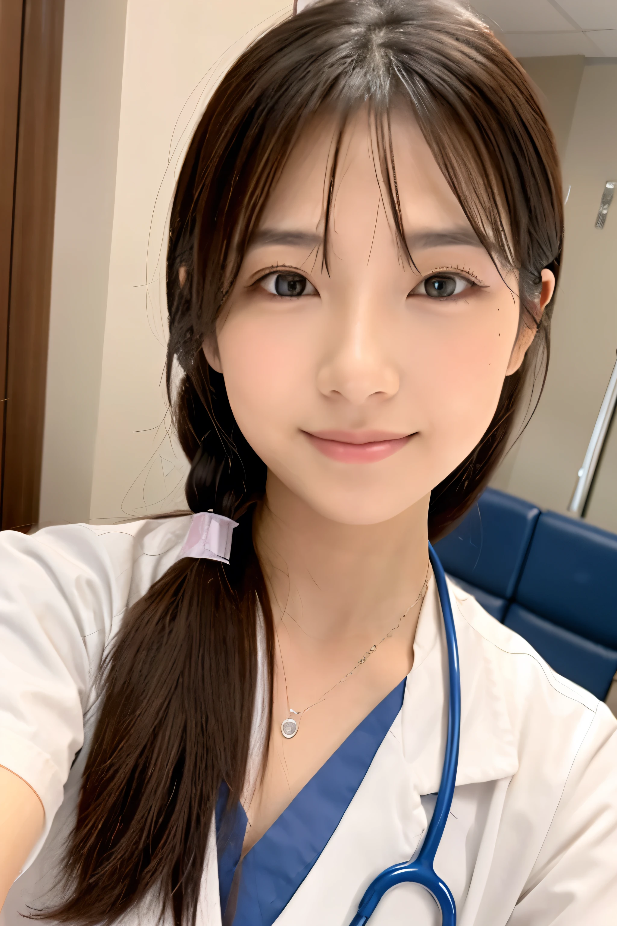 beautiful girl、nurse、During palpation、