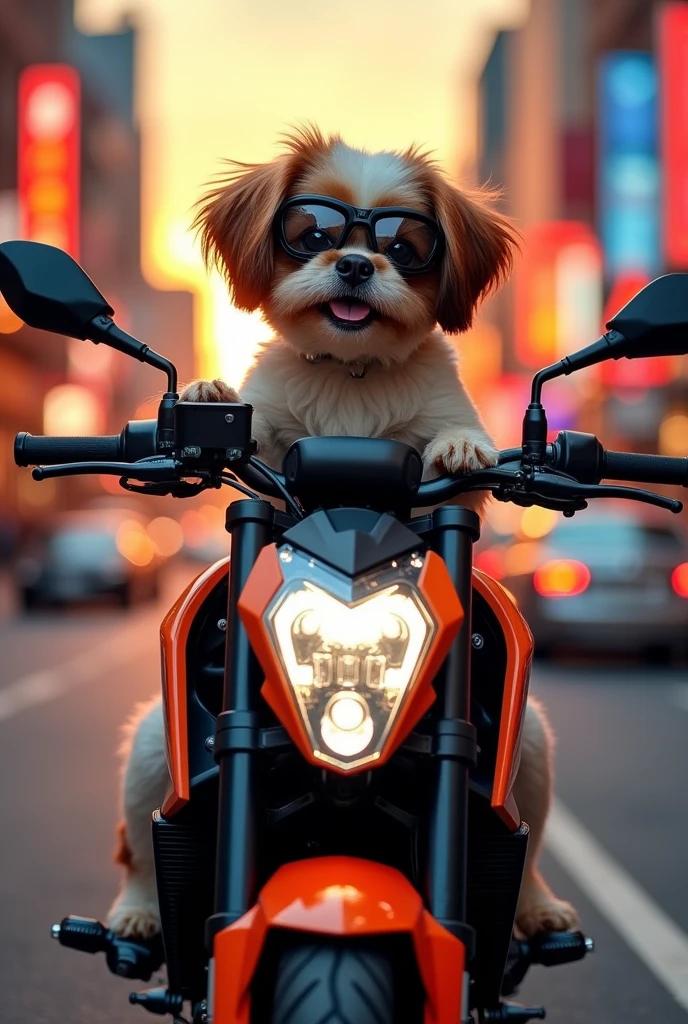 Shih tzu riding ktm duke