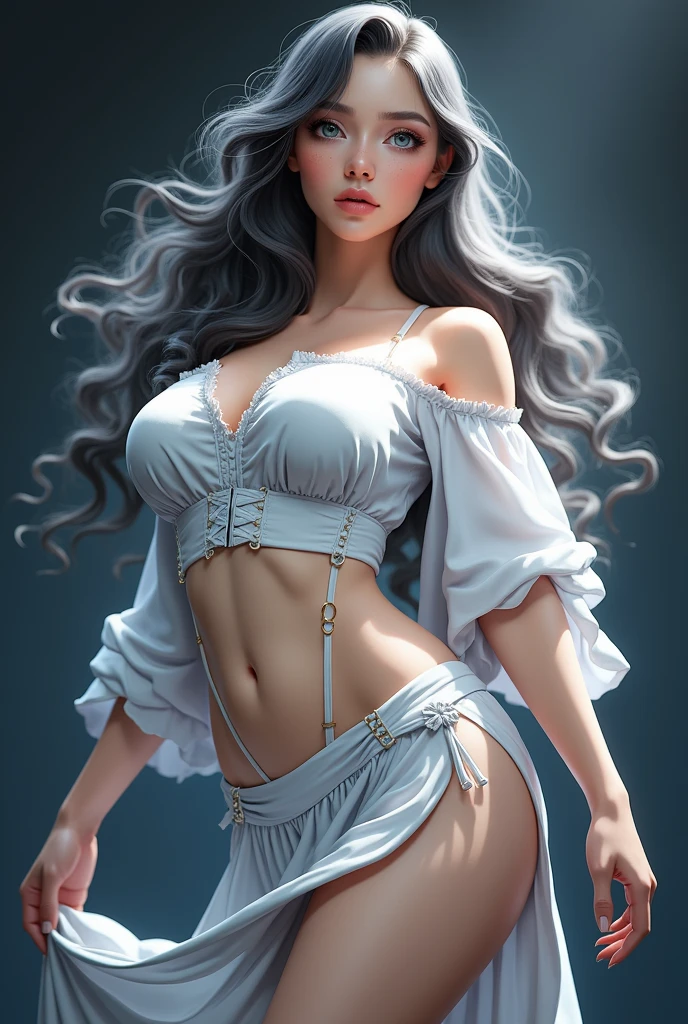realistic, realism, photorealism, photorealistic, high contrast, (photorealistic:1.4), 8k high definition detailed realistic, (best quality, masterpiece:1.2), NSFW, photon mapping, radiosity, physics-based rendering, best quality, highly detailed, Plump body, Blue eyes, full body, look at viwer, semi-nude body, big , body fit, hourglass body, defined face, defined eyes, texture 4k, sleeping on the back, Spread the leg.