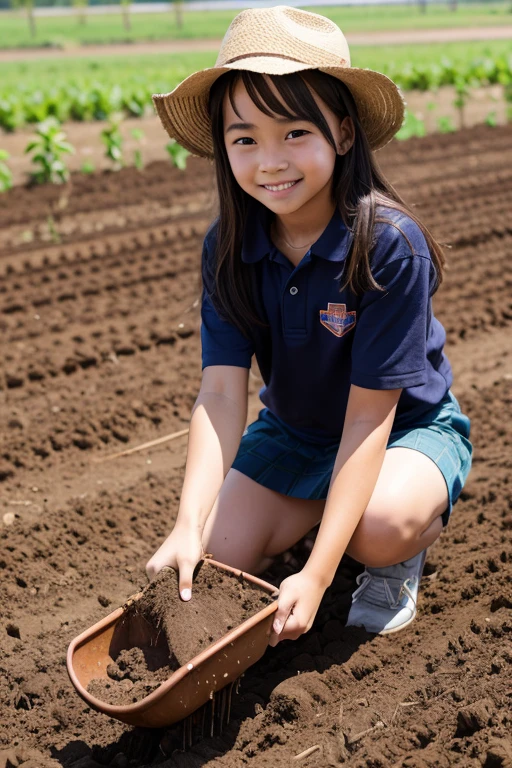 elementary school student. change.. Agriculture. Plowing the soil with a hoe