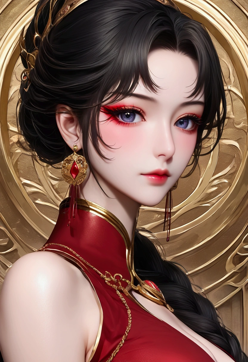 score_9, score_8_superior, score_7_superior,美しい衣装を着た中国のgoddessのクローズアップ,(masterpiece, Highest quality, Highest quality, Official Art, beautifully、beautiful:1.2), (One person), Very detailed,colorful, Most detailed, Perfect Face,CG Association Hot Topics, Fantasy art, ((Beautiful fantasy empress)), , Anime goddess, Golden Lotus Princess, 8K high resolution, Detailed Art, Beautiful and elegant Queen, 美しい天superiorの魔術師, Very luxurious,gem,wonderful, Noble, arrogant, (Black Hair), (((goddess))), Queen,(((Chinese style decoration)),Temple Background,High resolution decoration,Beautiful Makeup,Very long eyelashes,Perfect Eyes,Red costume