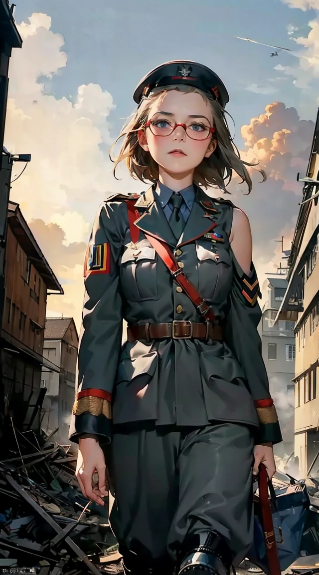 <lora:steinsgate_amane-10:0.8> amane suzuha, ((army jacket)), camo jacket, ((army pants)), camo
masterpiece, best quality, absurdres, upper body, frown, rooftop, ruined city, post apocalyptic city