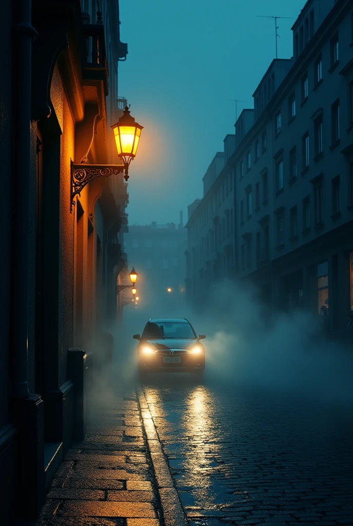 Poster with night street light when car arrive
Only that street light will turn on