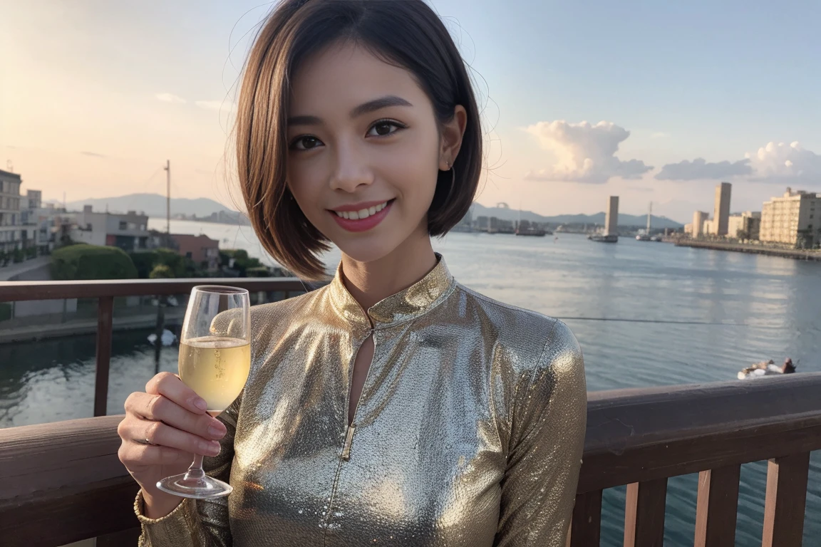 ((highest quality、8k、masterpiece:1.3))、1 male、1 female、Couple、Spouse、Couple、The body is slim、((Bob Hale、Straight hair:1.2)), (Realistic, Intricate details:1.2), Wine glass on the table、Shine light on your face、 Amazing view of the sunset sky and clouds、Amazing mountain views、A bright smile、The wonderfulness of smile、Bright image、The beauty of wine, Beautiful Face, blue eyes, The light shines on your face, Blushing, short hair,Bright Face、 (Age 37), 39 years old, red wine 、Appetizers、Italian food、Wine bottle、Champagne、sparkling wine、Two beauties、Brown Hair、Shortcuts、Long sleeve shirt、dress、Pretty Woman 1, (Slim face), (The body is slim), (Brown Hair), (Shortcuts), cheeks turn a little red,Attractive beauty、restaurant, In a prominent place (From the waist up) Nova Frog Style, actress, model, Upper Body, White wine, slim, wine glass, A wine glass placed in the center, smile, (smile: 1.15), Beautiful fine grain, Depth f/2,saturation, High Contrast, Strong light and shadow,Moist Body:1.5、3D texture、Delicate eyes、Brown Hair、The hair is very shiny、