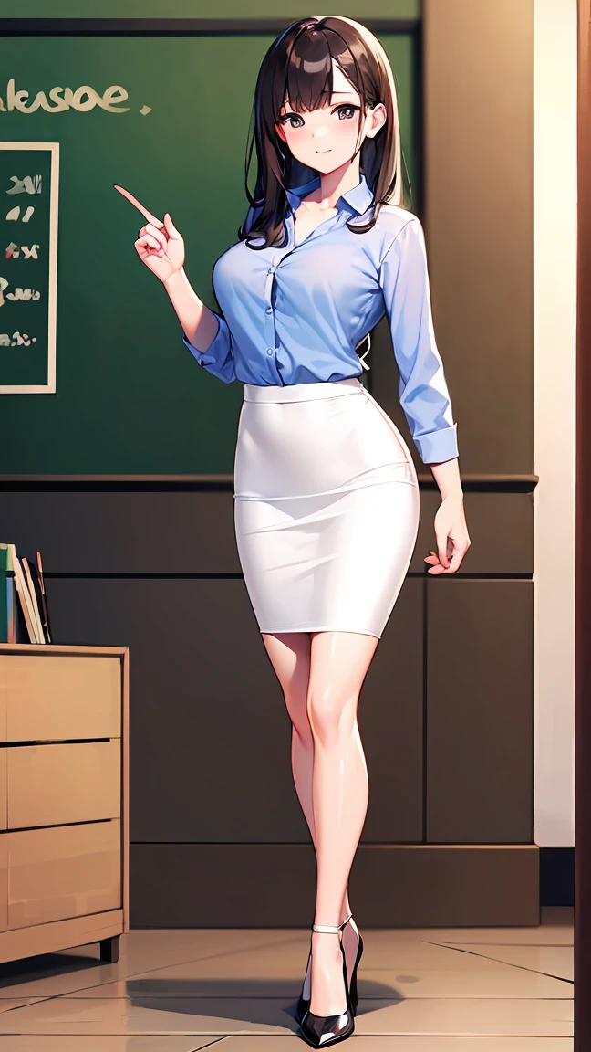 (masterpiece), (Highest quality), 8k, Pencil Skirt, whole body, office, Are standing. Medium chest