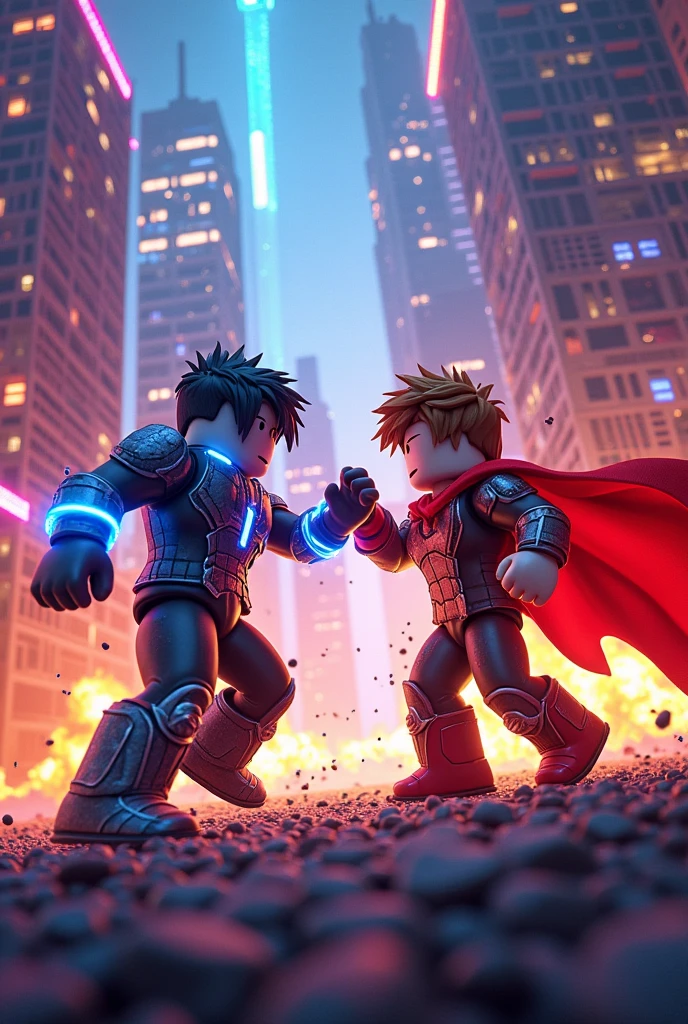 Two roblox avatar fighting in the strongest battlegrounds