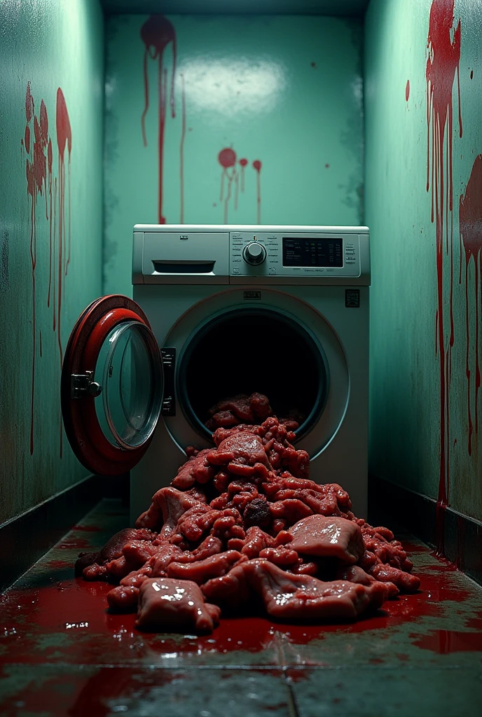 Raw meat popping out、Bloody washing machine