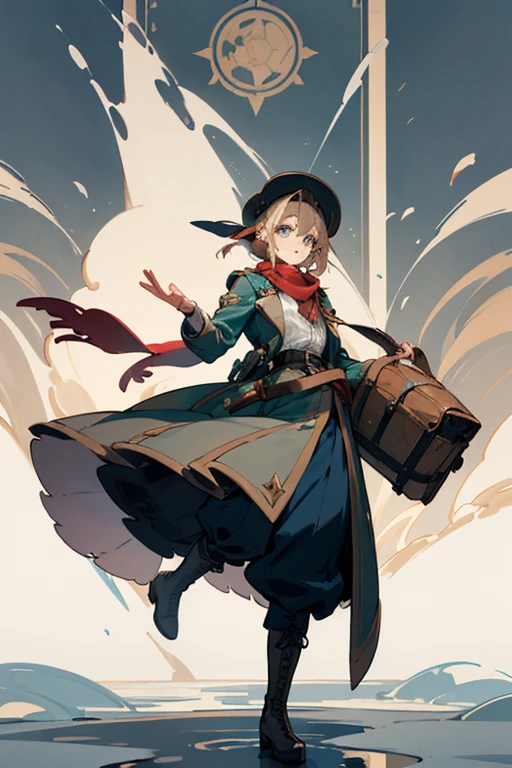 For Violet Evergarden’s outfit on her Pokémon journey, it would likely combine practicality with elegance, reflecting both her military background and her refined sense of style. Here’s a possible design for her outfit:

**She has blonde hair, fair skin and blue eyes, and a pretty face like a calm doll.**

1. **Top:** A fitted, high-collared jacket in a soft, muted color, such as pastel blue or ivory. The jacket might feature intricate embroidery or decorative elements, reminiscent of her Victorian-inspired attire from the original series, but adapted for a more rugged, travel-ready look. It could have practical elements like pockets for carrying essentials.

2. **Bottoms:** Tailored, durable trousers or a long, elegant skirt with reinforced areas for practicality during travel. The trousers might be in a complementary color, such as dark navy or gray, to maintain a refined yet functional appearance.

3. **Footwear:** Sturdy, ankle-high boots that are both comfortable for long journeys and stylish. The boots could be in a neutral color and feature subtle decorative accents.

4. **Accessories:** A stylish, yet practical belt with pouches for carrying Poké Balls and other items. Violet might also wear a decorative scarf or sash, adding a touch of elegance while also serving as an extra layer for changing weather conditions.

5. **Headwear:** A small, elegant hat or a headband that reflects her sense of refinement. The hat could be a soft, functional design that offers protection from the sun while maintaining her distinctive look.

Overall, her outfit would be a blend of practicality and sophistication, designed to reflect her character’s grace and attention to detail while ensuring she is well-prepared for her Pokémon journey.