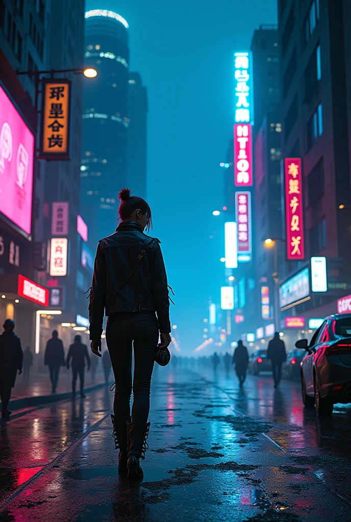 cyberpunk, dystopia, night times, neon lights, alone, lost in dystopia