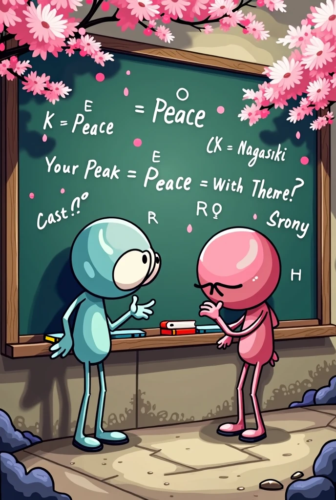 Create a mathematical cartoon related to Hiroshima and Nagasaki day