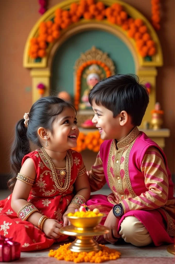 Rakshabandhan Indian Hindu festival  With cute brother and sister 