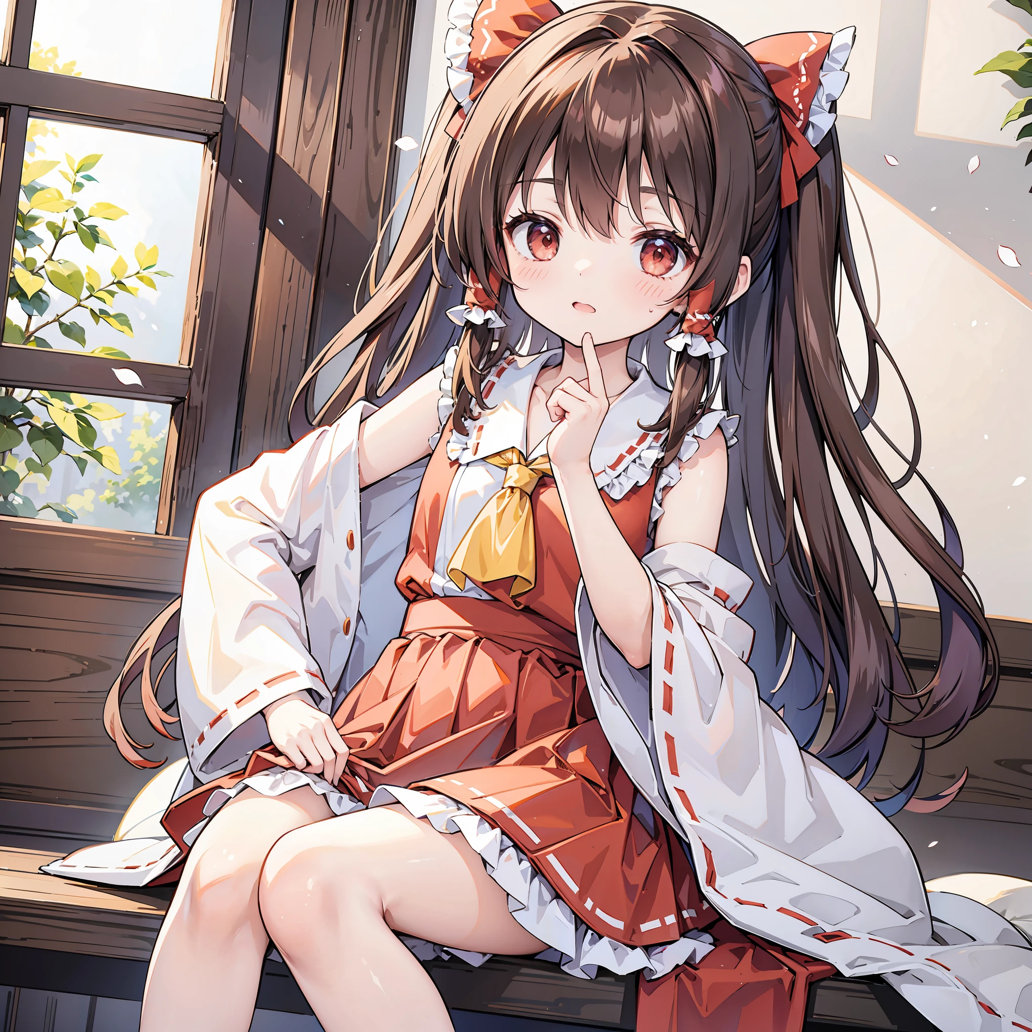 Reimu Hakurei、Miko costume、Small child、Brown long hair