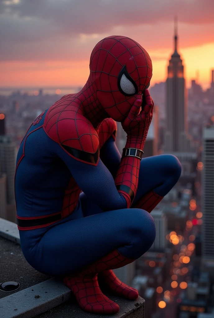 Spiderman wiping his tears 