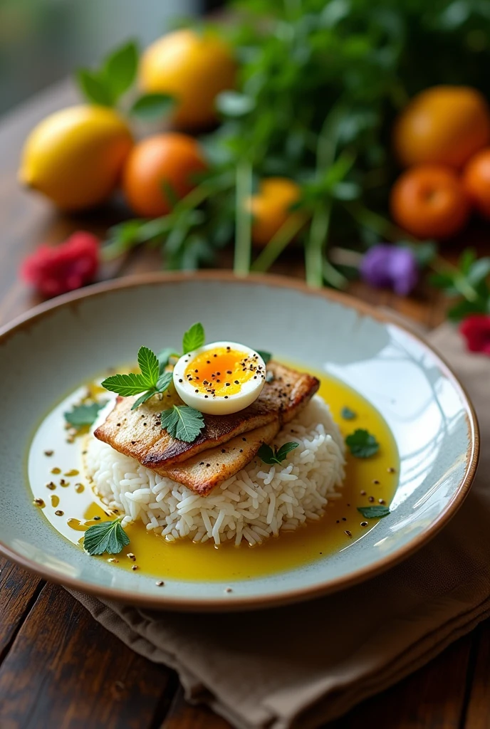 very beautiful food fish rice egg