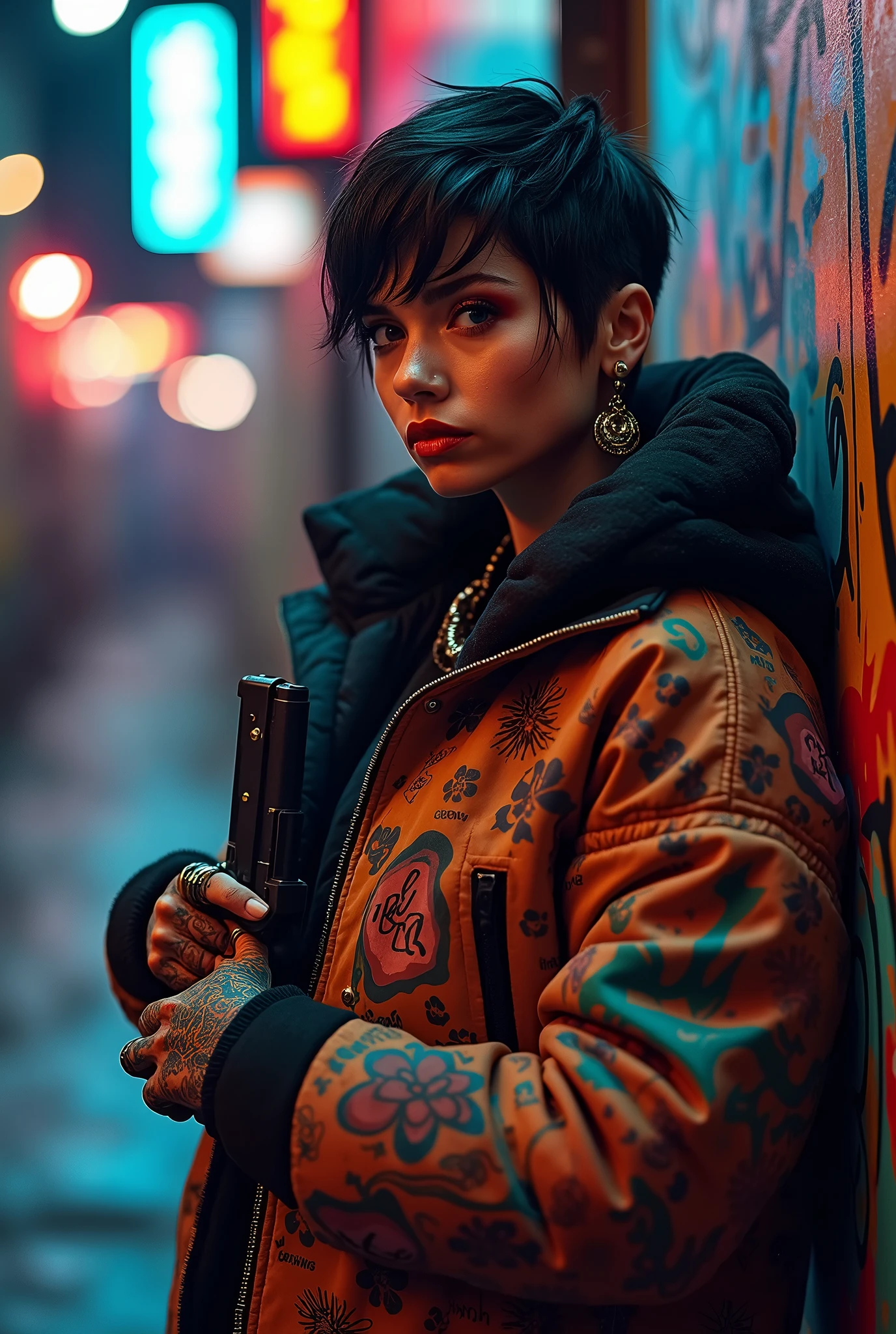 REAL,8k,hip hop,assassin women,60 yo,