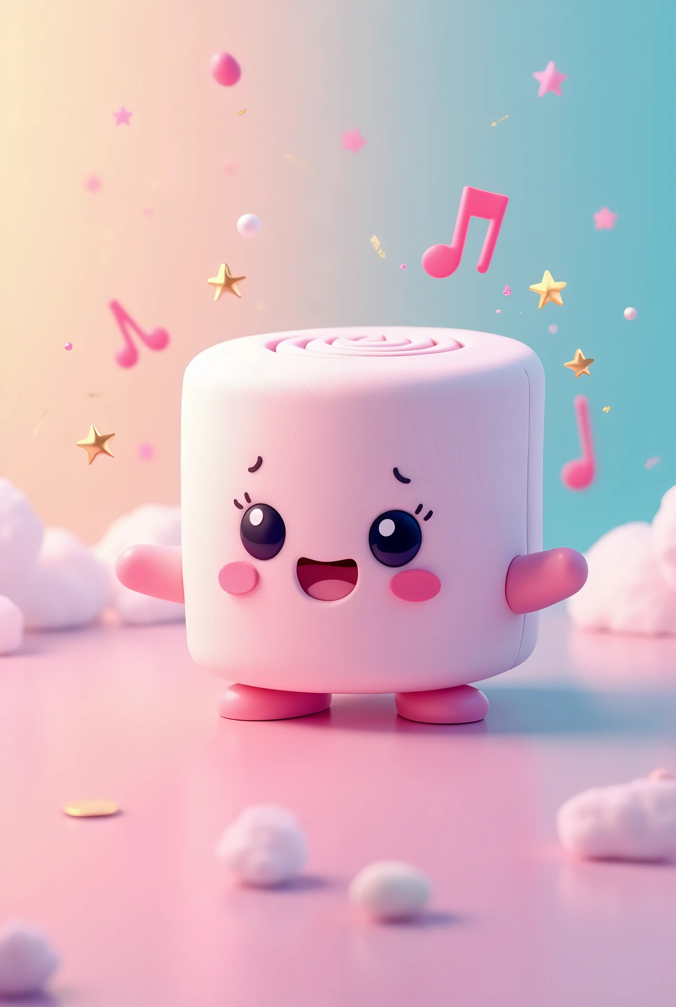 a mini marshmallow speaker, make me a logo about this product, make it pink