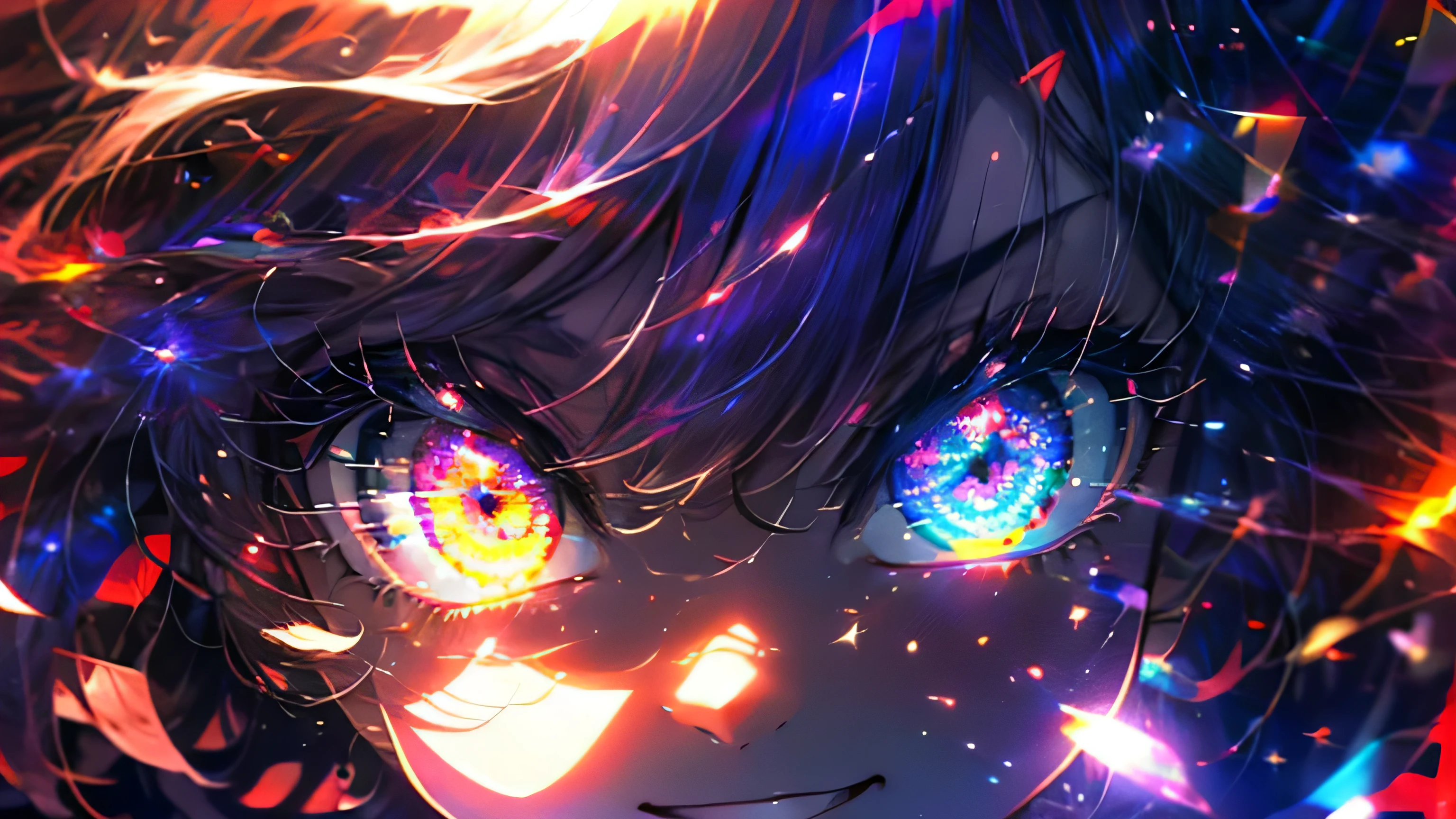 1girl, solo, big eyes, evil smile,