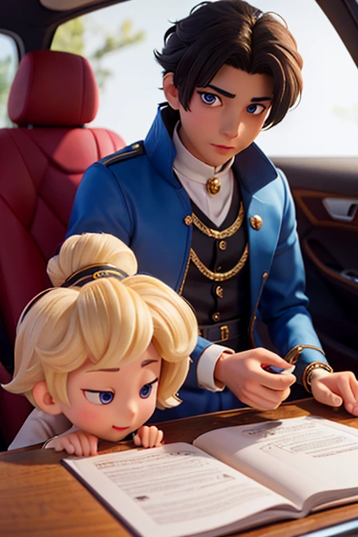 １８age、male、Prince、neutral、Fraudster、Wealthy attire、luxury car、Light Hair、