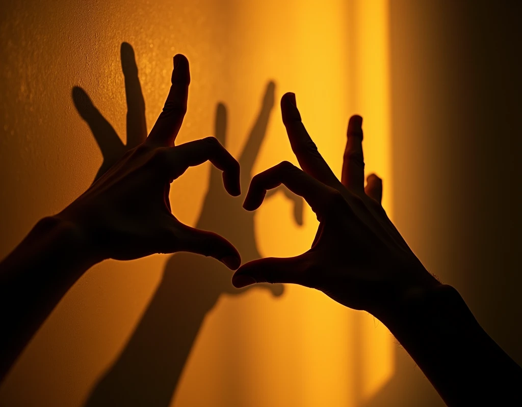 ((silhouette art))a close up picture of hands creating shadow forms on a wall