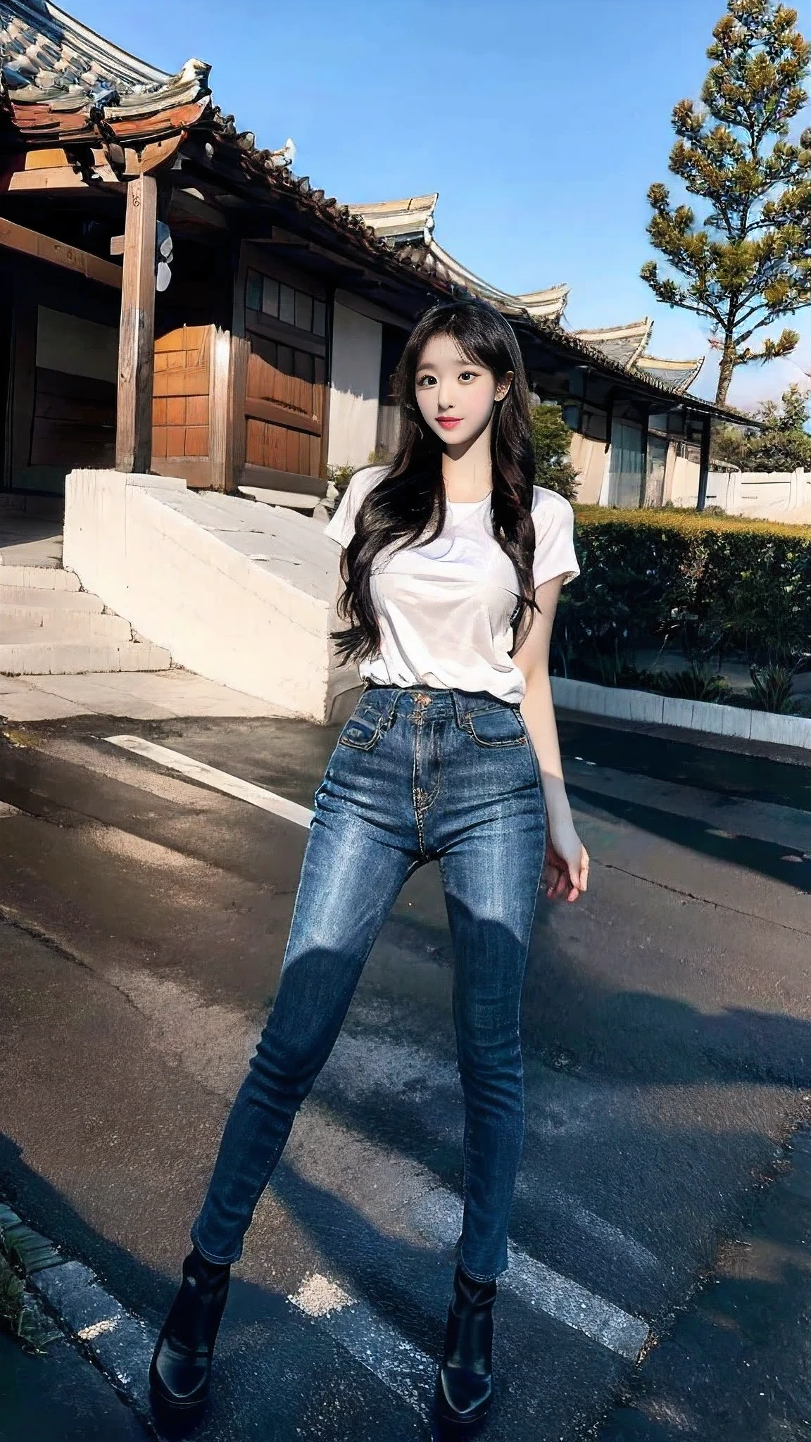 araffe wearing a mask sitting on a オートバイ in a parking lot, Korean Girls, beautiful south Korean women, gorgeous young Korean women, Korean women, beautiful young Korean women, Trending on cgstation, , Nice hips and long legs, Attractive pose, wear tight, simple clothes, Asian Girl, Young and cute, Riding a motorcycle, Casual pose,