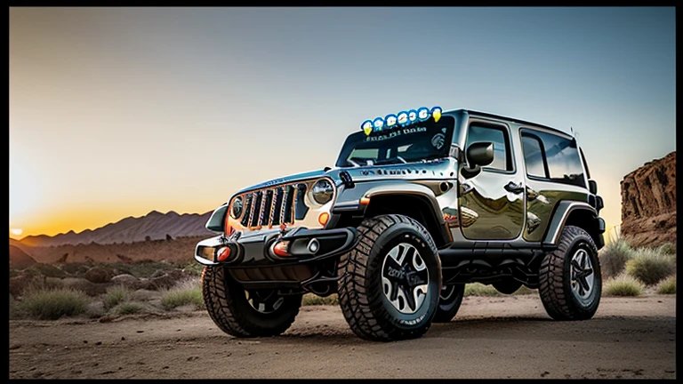 ((best quality:1.3)), ((masterpiece:1.3)), ((detailed background:1.3)), (8k), (RAW Photos:1.2), (Realistic), (Photos:1.3), (Highly detailed), CG, (7ba-jl36s), ((Detailed Jeep Wrangler:1.3)), ((Detailed Chrysler Jeep:1.3)), ((Detailed vehicle representation:1.3)), Highest quality, Ultra-high resolution, Realistic, (Physically Based Rendering:1.3), Cinema Lighting, Complex, Movie-like drawing, Cinematic soft light, Pleasant sunset, Cityscape, Realistic, Dynamic Angle,