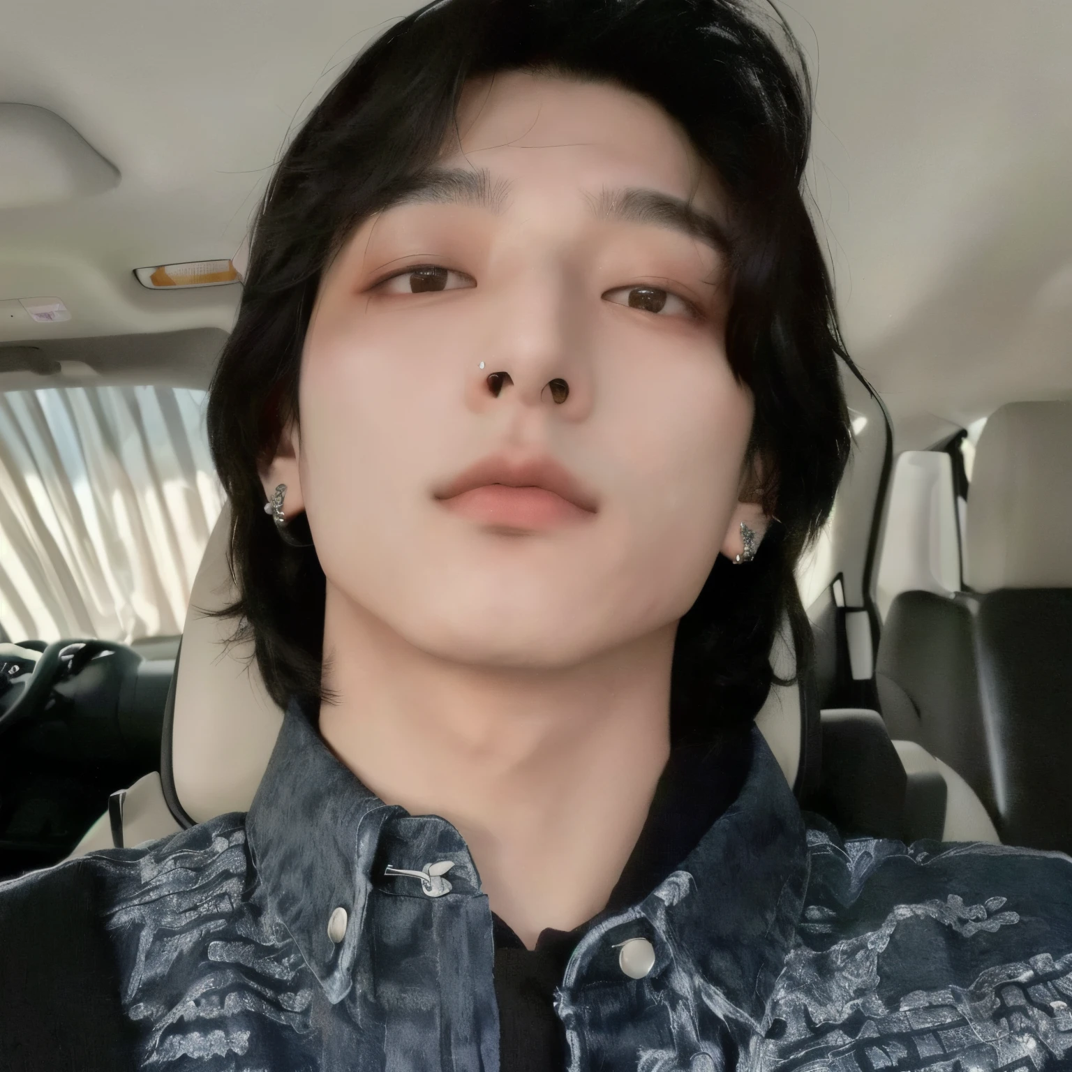 there is a man with a piercing on his nose and a car, taken in the early 2020s, hyung tae, jinyoung shin, cai xukun, hong june hyung, taejune kim, xqc, steven jung, jungkook, 2 7 years old, south korean male, he is about 20 years old, he is about 2 0 years old