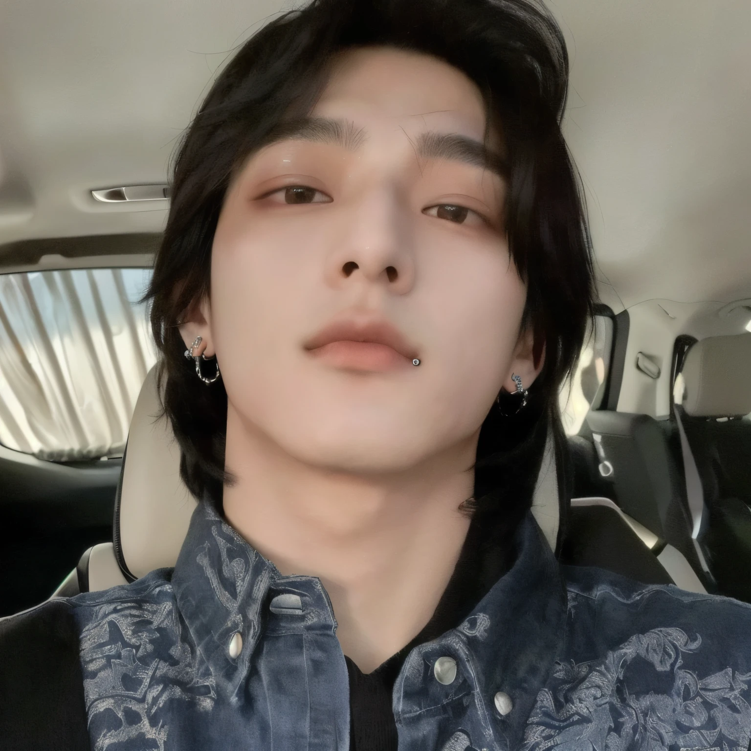 there is a man with a piercing on his nose and a car, taken in the early 2020s, hyung tae, jinyoung shin, cai xukun, hong june hyung, taejune kim, xqc, steven jung, jungkook, 2 7 years old, south korean male, he is about 20 years old, he is about 2 0 years old