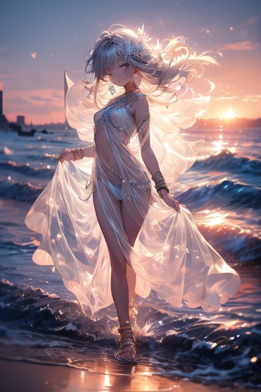 Outdoors, Full Moon, Galaxy, Bonfire
(Intense dancing:1.2)
(Floating hair, floating clothes, strong wind, :1.2)
(half close eyes, parted lips:1.2)
arabian clothes, (revealing clothes:1.3), Nave, l shoulder, armpit, thigh, Under the chest, (long loincloth), (see-through shawl), (see-through long scarf), (wrap see-through cloth), (See-through Wedding veil), bracelets, earrings, anklets, bangles, circlets, (hair ornaments), Accessories, bracelets, jewelry, gemstones, brooches, necklaces, anklet, tassel, delicate beauty girl, (16years_old girl), silver hair, (gradation colored hair silver:1.6 pale blue:0.4), (extreme long hair), bang, french_braid, beautiful face, perfect face, highly detailed beautiful face and eyes, attractive face
Glossy skin, Smooth hair, shiny hair, clear skin, (skinny:1.2), (thin limbs), (ribs:0.8), white hair, blue eyes, japanese school uniform, girl, censored, undressed, lewd, open mouth