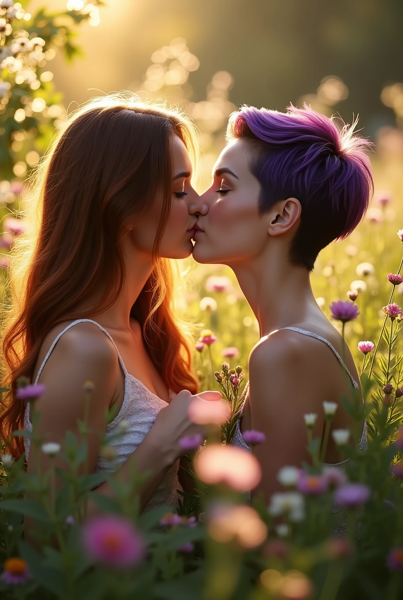 Lesbians, kissing