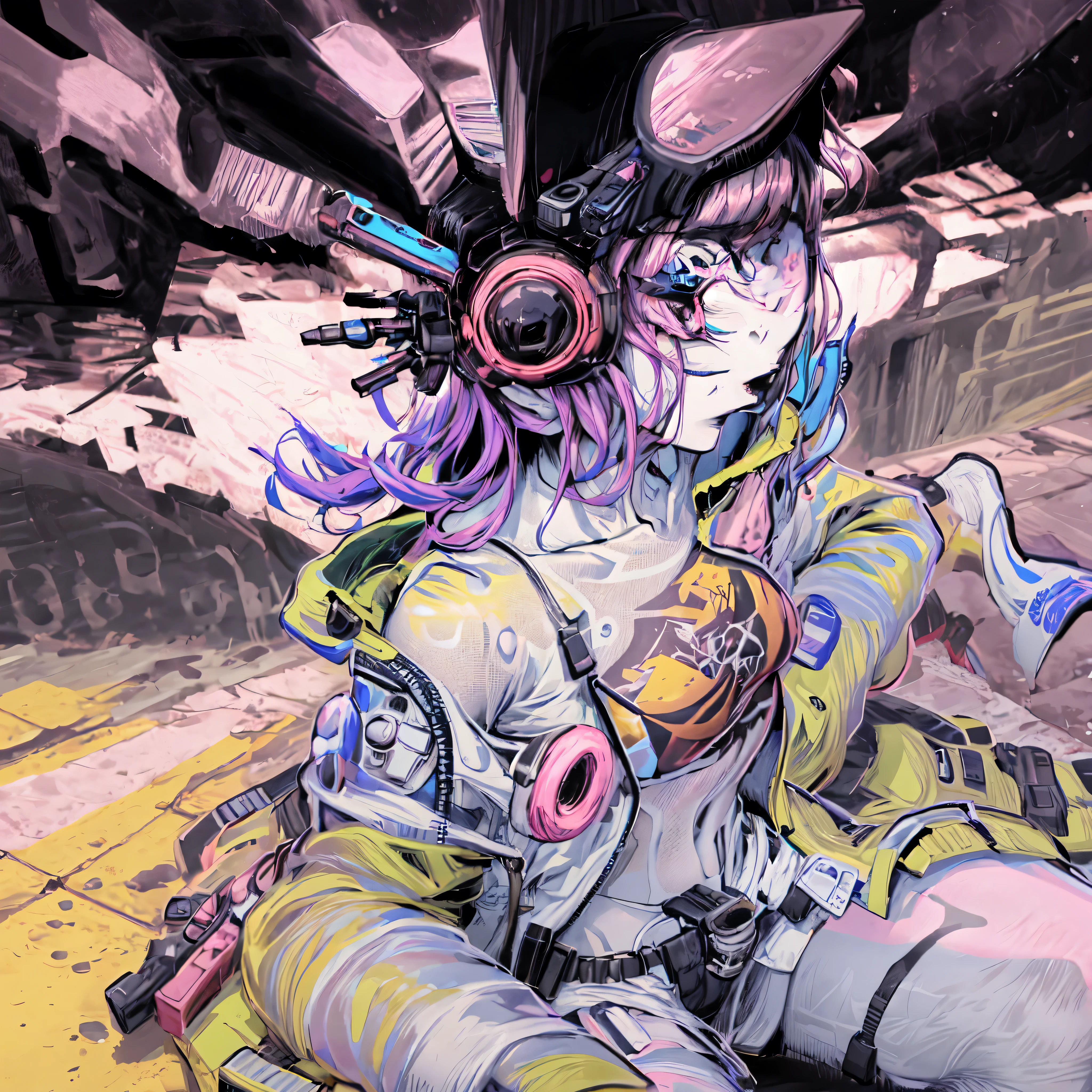 a woman in a pink bikini and black jacket sitting on the street, cyberpunk art style, cyberpunk 2 0 years. o model girl, hyper-realistic cyberpunk style, Cyberpunk vibes, cyberpunk style , Hyper realistic, cyberpunk beautiful girl, cyberpunk art ultrarealistic 8k, cyberpunk girl, cyberpunk art, female cyberpunk anime girl, in cyberpunk style, Judy Alvarez Cyberpunk