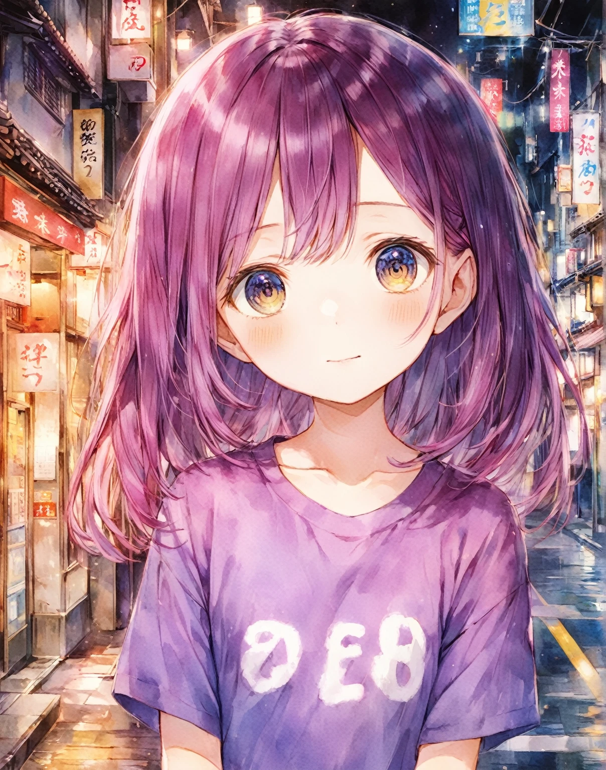 (傑作),(最高品質:1.1),(非常に詳細な),最高のイラスト,細かく詳細に,(肖像画:1.1),(強烈なクローズアップ),水彩画)フローティング,1人の,一人で,13歳,スリム,(非常に繊細で美しい顔),(細部まで美しい目),ピンクの厚い唇,(乱れた髪),(ピンクのゆったりしたTシャツを着て),柔らかくて怠惰な,(シンプルな背景:1.2)全体の色付きの背景,クリア,4k