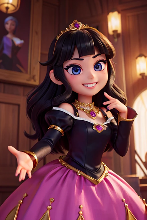 18age、female、princess、Gorgeous clothes、Gorgeous ornaments、Long eyelashes、Beautiful manicure、Fearless smile、villain、Black Dress、