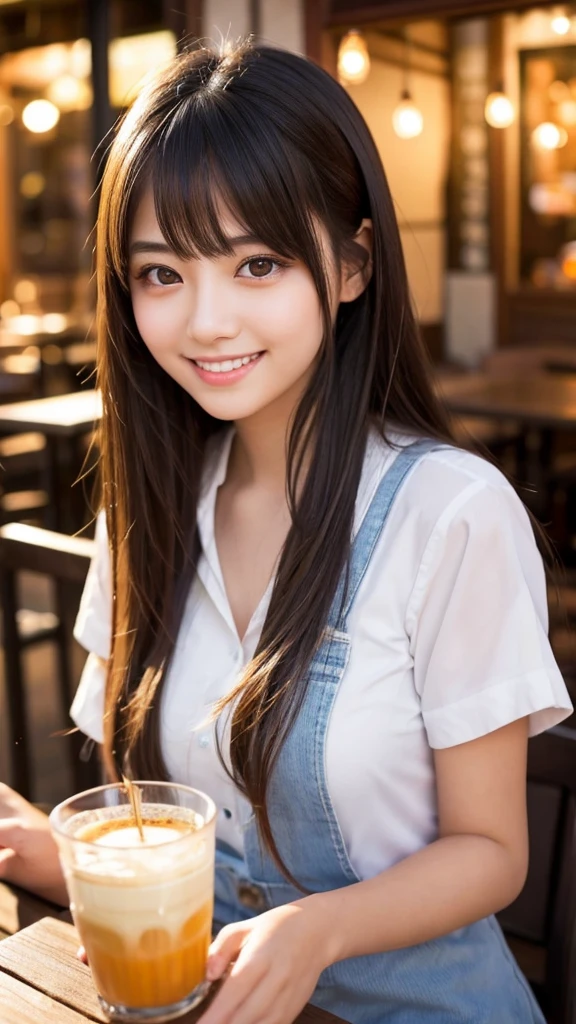 Cute girl working at a cafe terrace Japanese 19age
Professional Lighting Digital SLR Beautiful and elaborate face Perfect and beautiful face Big eyes Smile