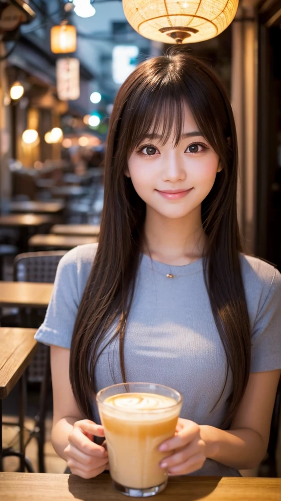 Cute girl working at a cafe terrace Japanese 19age
Professional Lighting Digital SLR Beautiful and elaborate face Perfect and beautiful face Big eyes Smile