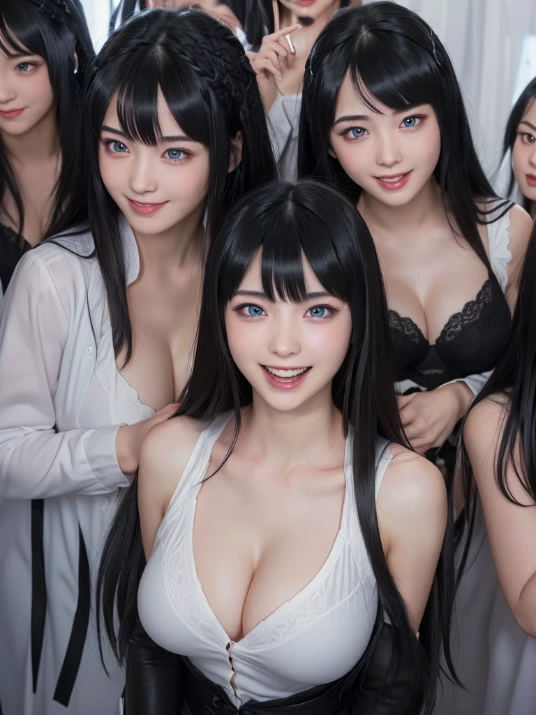 (Perfect Clone girls Photography Art), (16K, Highest quality, Ultra-high resolution, Unrealistic, Paradise of Cloned Girls Proliferation, Real), (Japanese, Female college student, 20-year-old), (((((Small face, (((((Thick black hair, Semi-long hair)))))))))), ((Beautiful detailed girls, Accurate body structure, Very detailed body, ((((Big Breasts, J-Cup))), Emphasis on the fullness of a large chest))), ((Cute Smile, A gentle gaze)), (((((Happy laughter))))), (((((Very detailed, 1girl-cloning))))), (((100girls), (6+girls), multiple girls))), (((A very perfect depiction of a doppelganger))), (((Very detailed, Perfectly the same girl, The exact same smile, Perfect same hair, Perfect same clothes, Perfect same J-cup))), (((((clone girls only))))), ((10,000girls)), ((1,000,000girls)), ((1,000,000,000girls)), (hug, Chest to Chest, hug), (Full cleavage, Lesbian, kiss, Staring at each other, spoil, Look next door), (1,000,000,000,000,000,000girls), (1,000,000,000,000,000,000,000,000,000girls), ((The sight of the ultimate super-crowded, Super dense, Super crowded)), (Soft Light, looking at chest, (((((Extremely detailed ultra-perspective depiction))))))