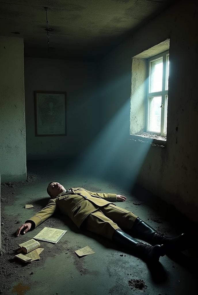 Hitler's bunker with him lying on the ground