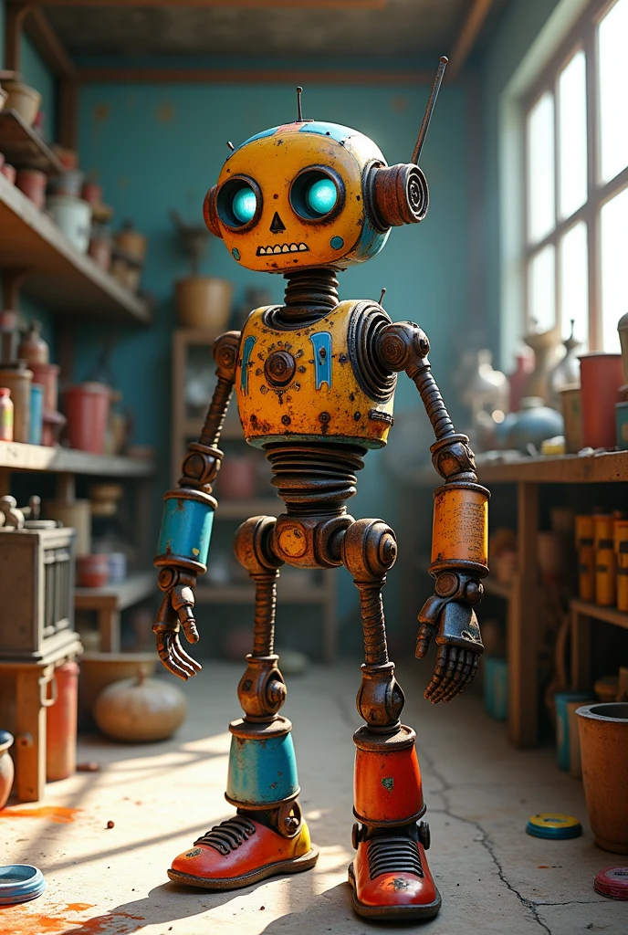 Robot made out of junk