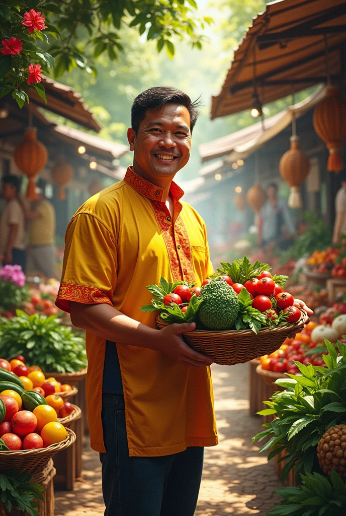 Man with barong giving Healty food