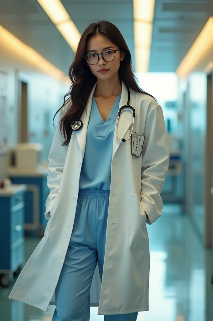 Korean Doctor Girl In a Sexy Pose Showing her Ass , Big Chest