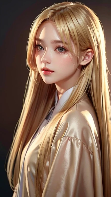 Golden Hair,Long Hair,single side lock hair８K-pin Blush Modern Cinema Lighting,Ray Tracing,Drop Shadow Wide Shot UHD,Textured skin,Attention to detail,Highest quality、Highest quality、Super beautiful
