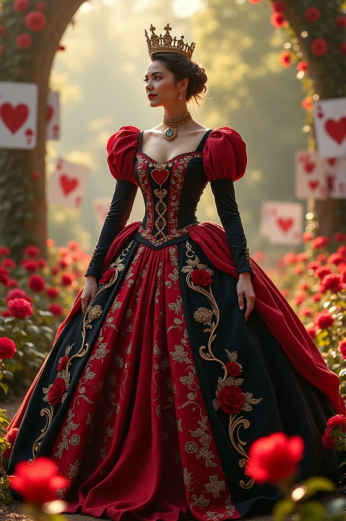 Make a Queen of Hearts with a golden crown and full of clothes