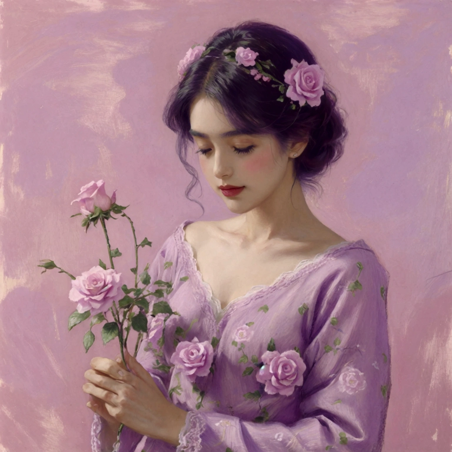 Texture of roses spread pastel colour Purple and pink