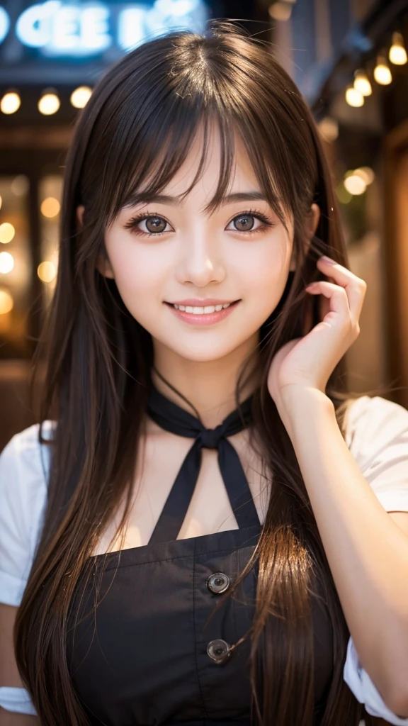 Cute girl working at a cafe terrace Japanese 19age
Professional Lighting Digital SLR Beautiful and elaborate face Perfect and beautiful face Big eyes Smile