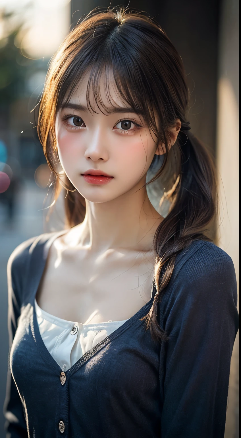 1girls, twintails, air bangs, worried face, (She looked like she was about to cry.:1.4), (flat chest:1.8), (White skin and very thin body:1.3), Has a humble and weak personality, (bestquality:1.4), (hyper quality), (ultra-detail), (Beautiful faces are very detailed.), Amazing faces and eyes, brunette hair, Brown eyes, Beautiful lace, Small breasts, Genuine skin texture, extremely detailed CG unified 8k wallpaper, (ultra realistic, photo-realistic:1.37), raw photograph, Photograpy Professional, Cinematic lighting, Staring at me., (((bokeh))), deep depth of field,