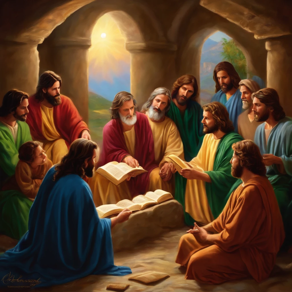 Jesus and his disciples teaching the word of God.