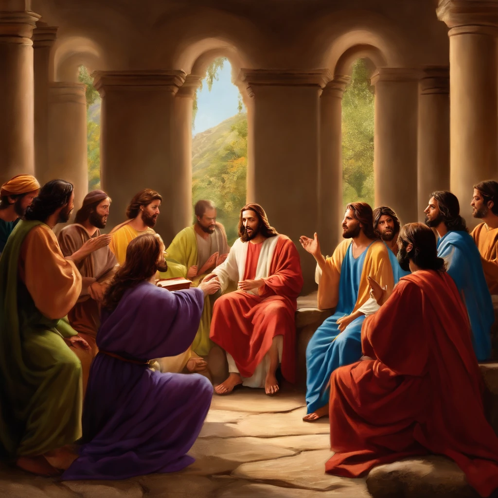 Jesus and his disciples teaching the word of God.